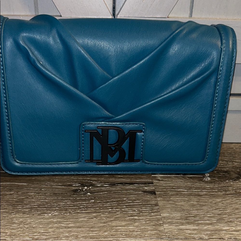 Badgley Mischka Dark Green Pleated Crossbody Bag
